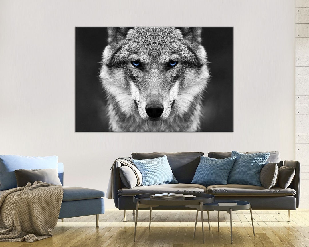 Wolf Photography Print on Canvas Room Decor Man Cave Decor Game Room ...