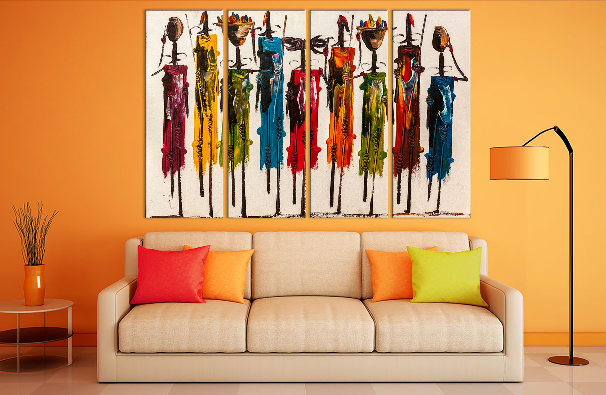 African Wall Art Kenya Canvas Masai Mara Colorful Wall Art Etsy