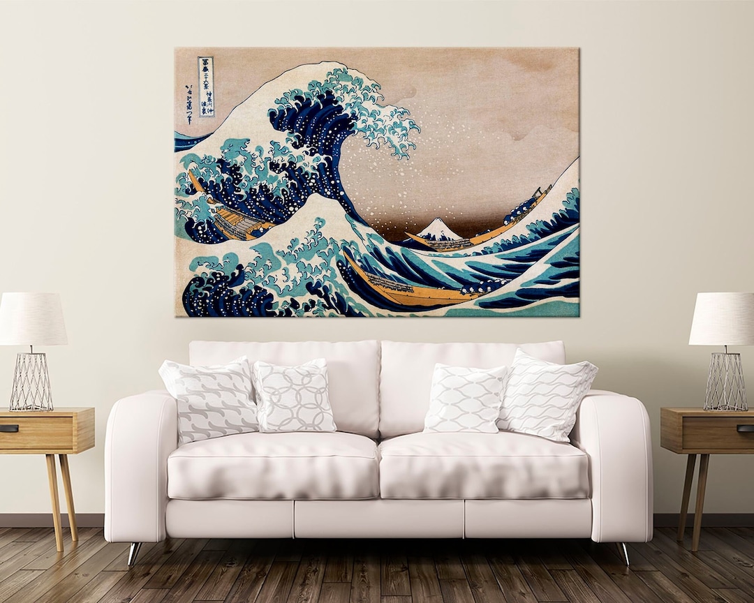 Large Japanese Wall Art Living Room Decor Hokusai Print Great Wave of