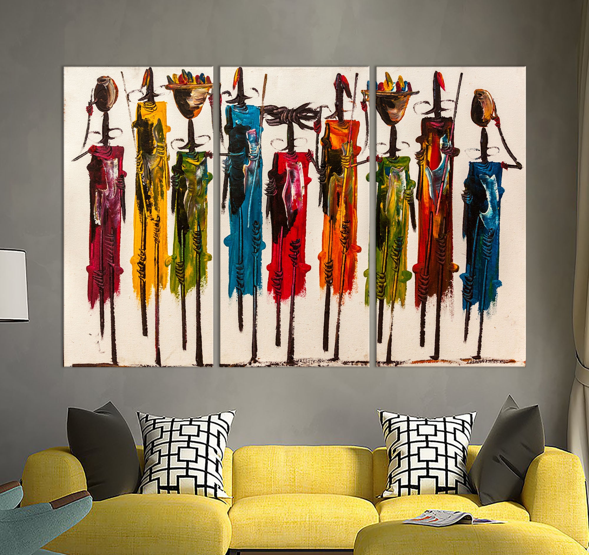 African Wall Art Kenya Canvas Masai Mara Colorful Wall Art Etsy