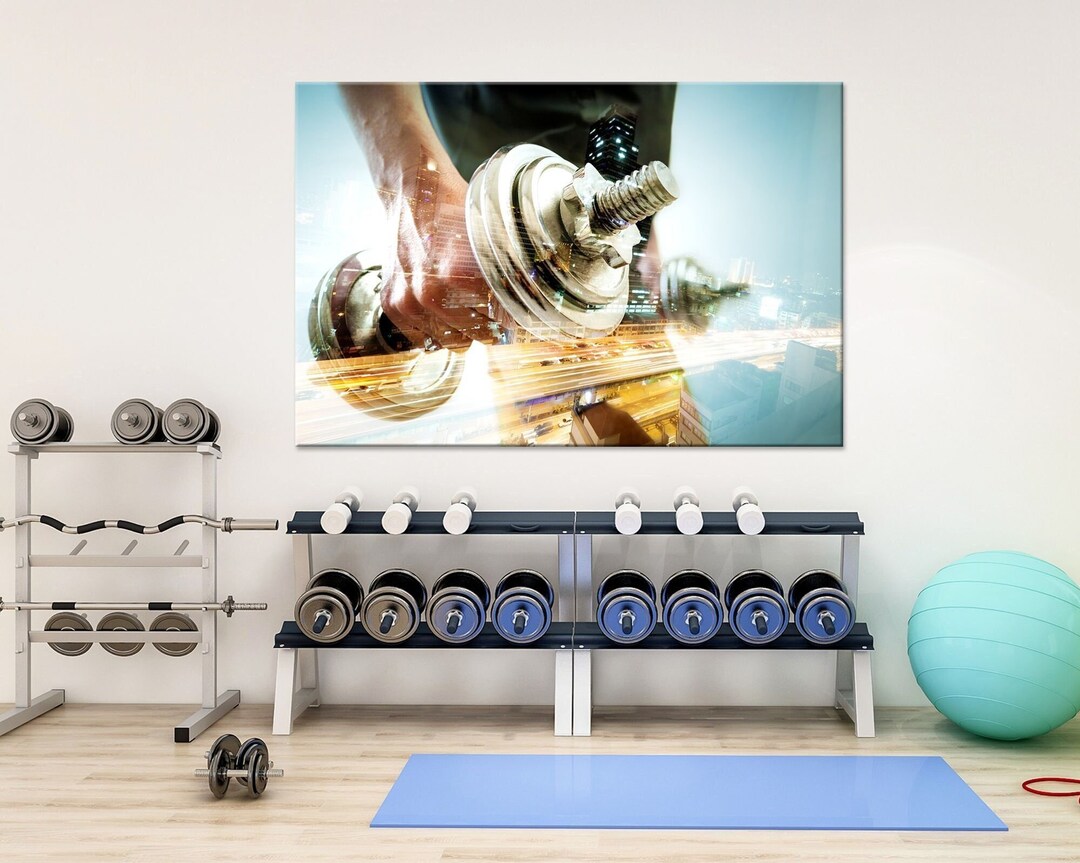 Gym Wall Decor Dumbbell Photography Print on Canvas Large Wall Etsy
