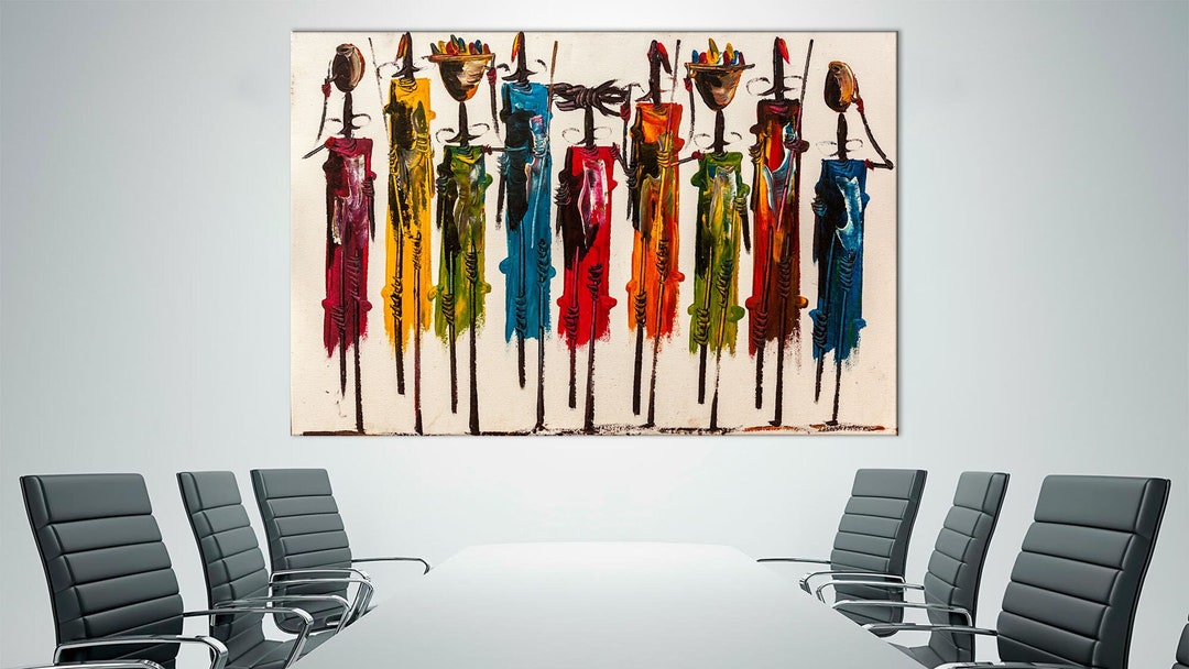 African Wall Art Kenya Canvas Masai Mara Colorful Wall Art African