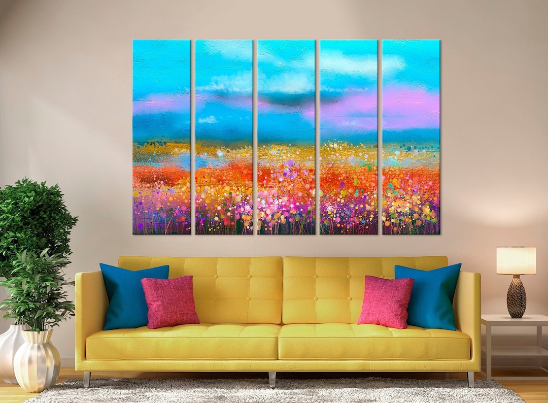 Colorful Flowers Wall Art Room Decor Print Abstract Painting Etsy