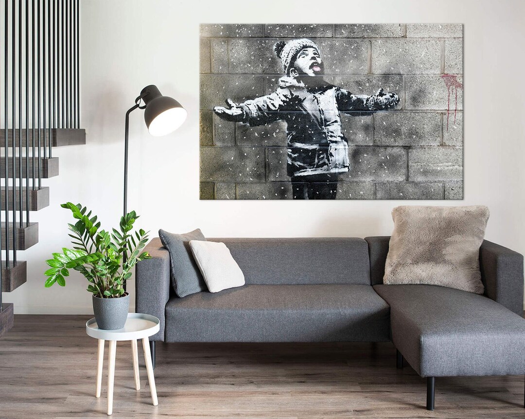 Banksy Seasons Greetings Print on Canvas Graffiti Wall Art Street Art