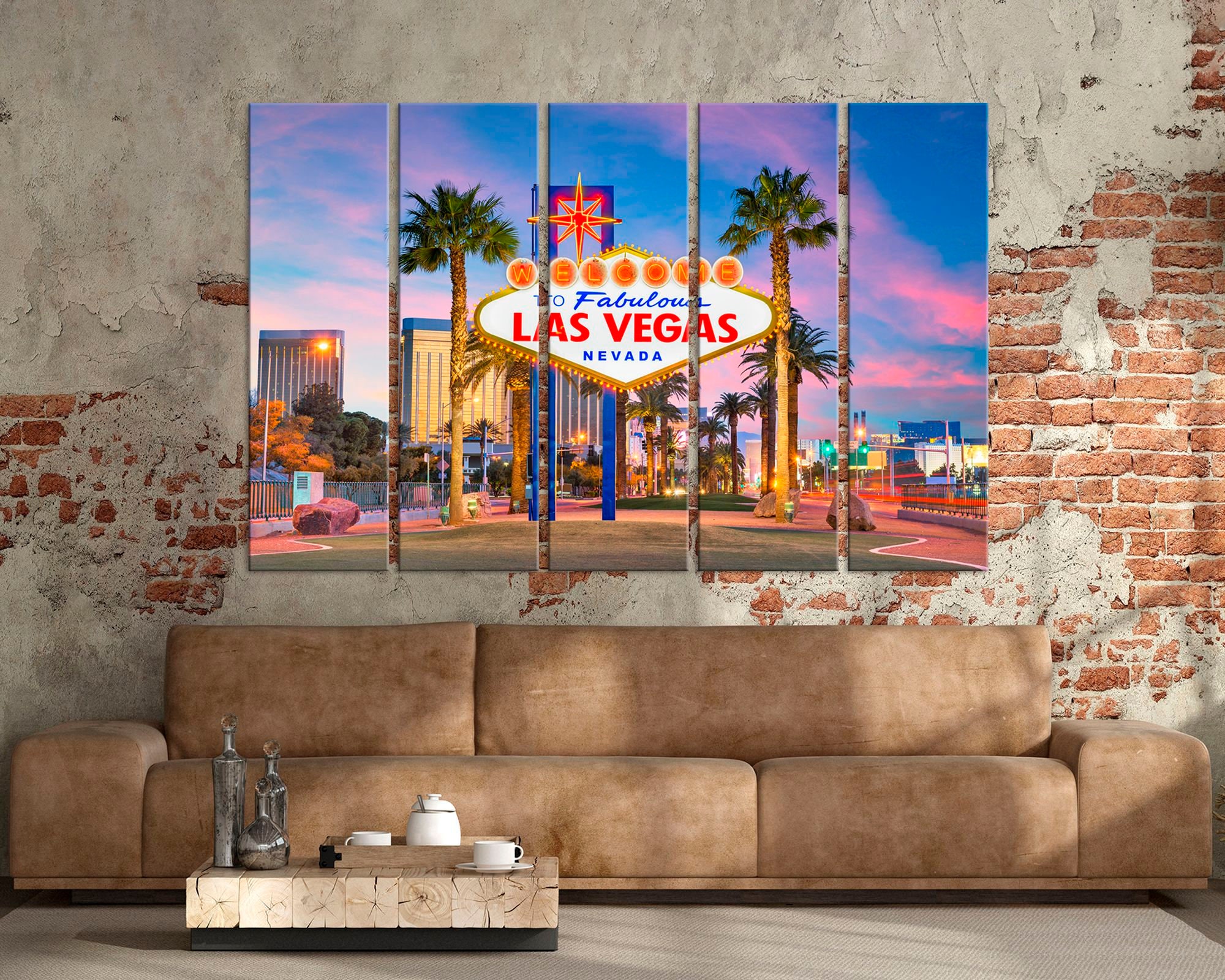 Las Vegas Welcome Sign Wall Art Multi Panel Canvas