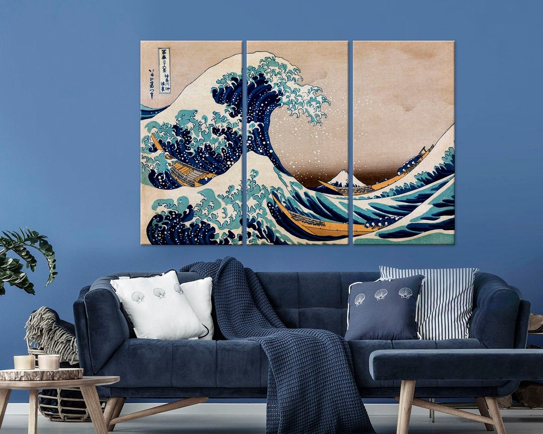 Large Japanese Wall Art Living Room Decor Hokusai Print Great Etsy