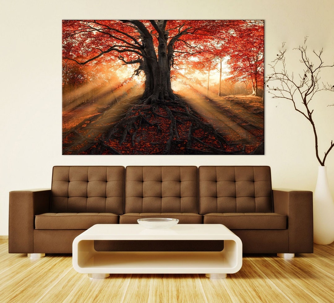 Autumn Colors Wall Art Oak Tree Print Autumn Trees Wall Art Etsy
