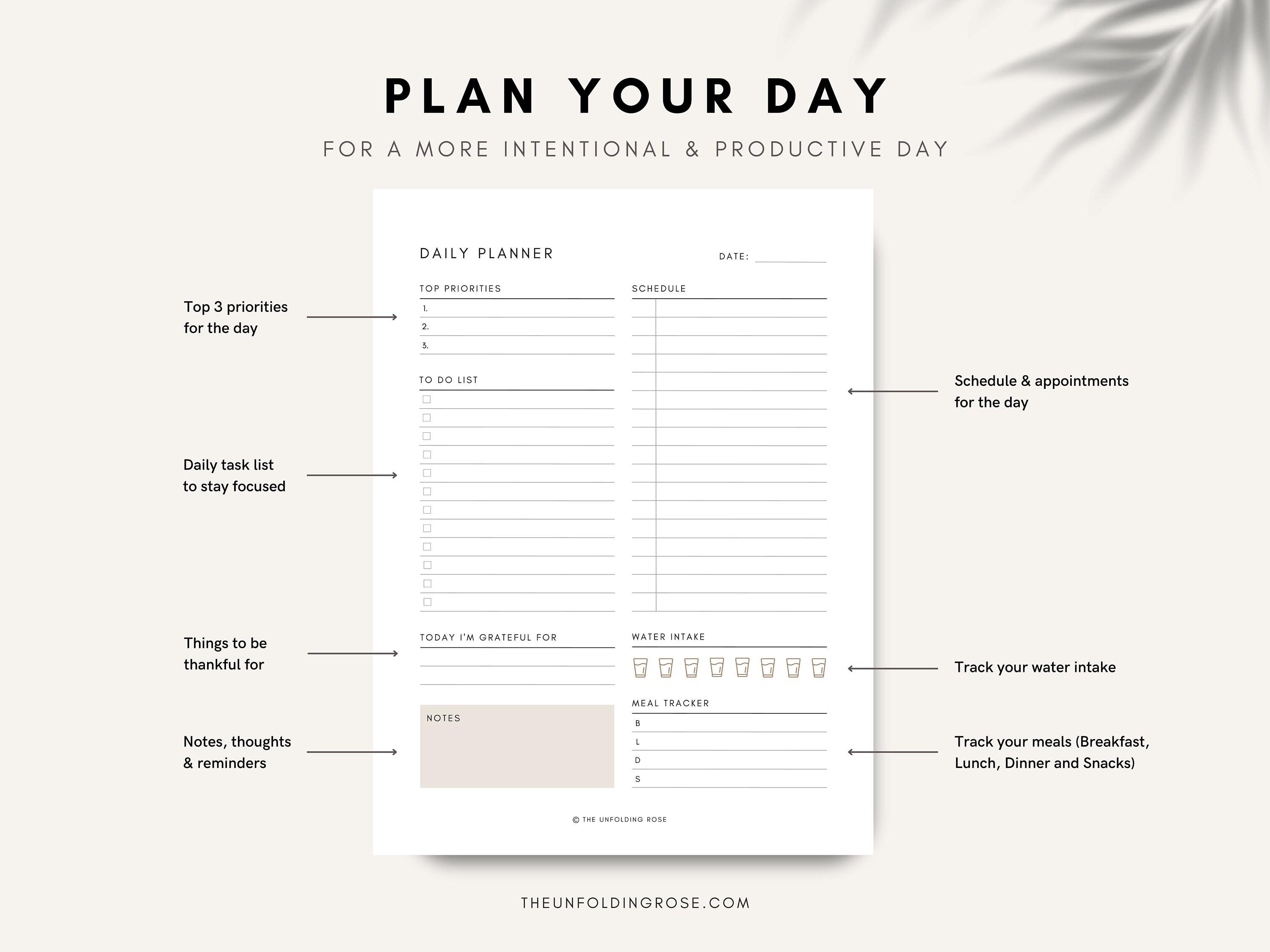 Daily Planner Printable | Productivity Planner | Daily to Do List ...