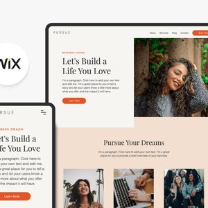 Wix Website Template for Coaches, Female Entrepreneurs, Small Businesses | Coaching Website Template | Life & Business Coach Website Design