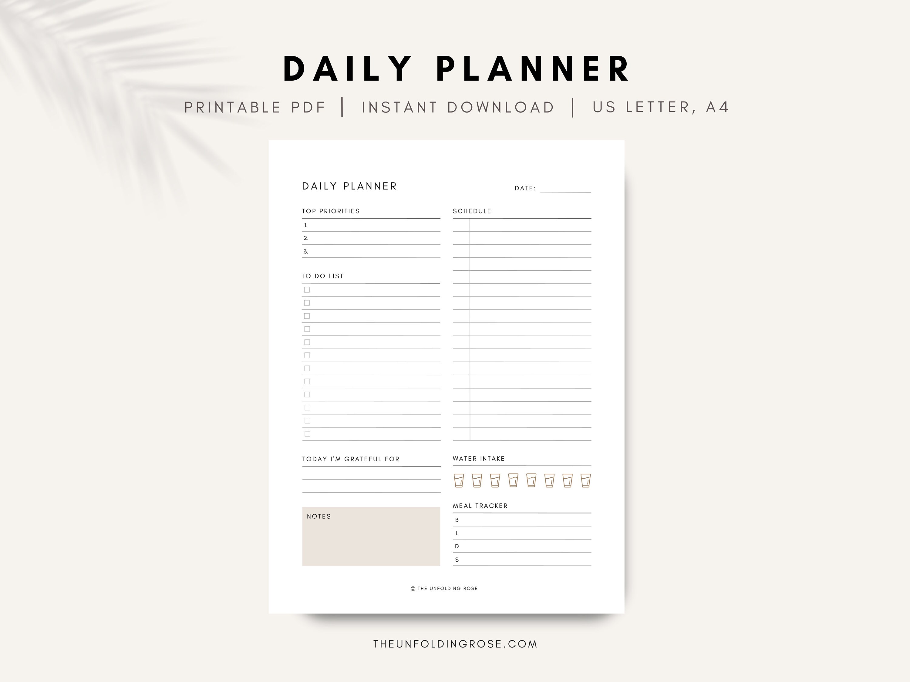Daily Planner Printable | Productivity Planner | Daily to Do List ...