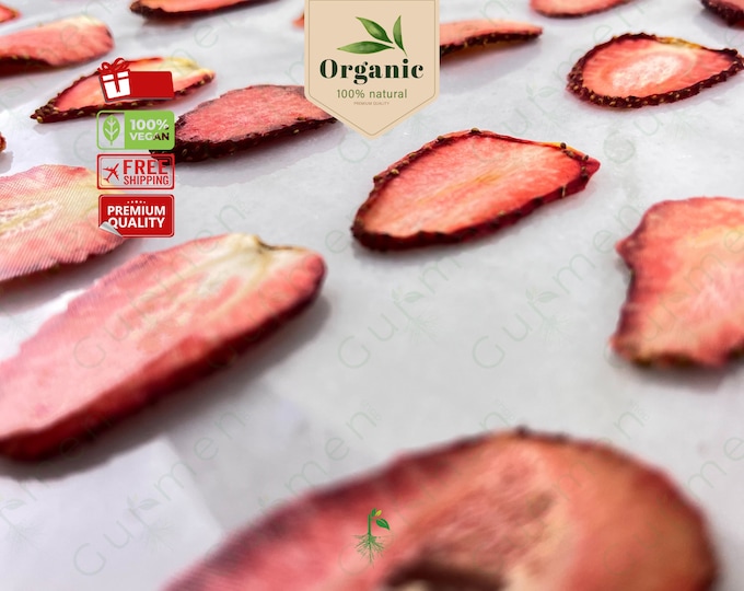 Sweet and Natural Flavor: Dried Strawberries, Enjoy Year-round, Strawberry Chips, Dried Strawberries Slices, Vegan