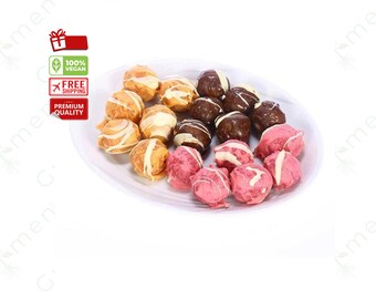 Handmade Coconut Balls - Raspberry & Orange Sauce Infused, Chocolate Coated, Gourmet Dessert, All-Natural Ingredients