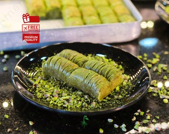 Turkish Roll Baklava with Pistachios: Traditional Handmade Dessert, Ideal for Special Occasions, A Unique Gift for Food Lovers