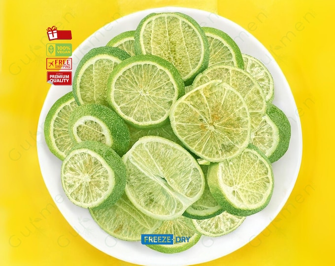 Freeze-Dried Lime Slices, Refreshing Tart Citrus Snack for Cocktails and Baking, Perfect Gift for Food Lovers