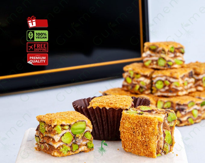 Lotus & Pistachio Baklava Delight, Chocolate-Infused Handmade Treat, Premium Gift for Special Occasions