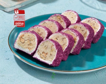 Purple Delight with Hazelnut Cream and Almonds - Traditional and Modern Flavors, Elegant Treat, Visual Feast