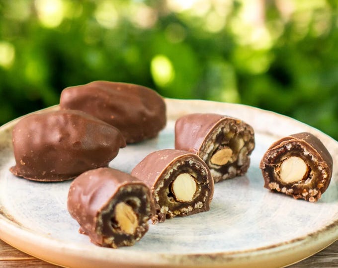 Belgian Milk Chocolate Almond Dates – Natural Energy Bites for Gifting - Milk Chocolate Covered Dates with Almonds
