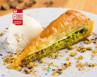 Exquisite Turkish Baklava in Carrot Slice Shape, Pistachio-Filled Honeyed Treat, Perfect for Special Occasions, Unique Gourmet Gift
