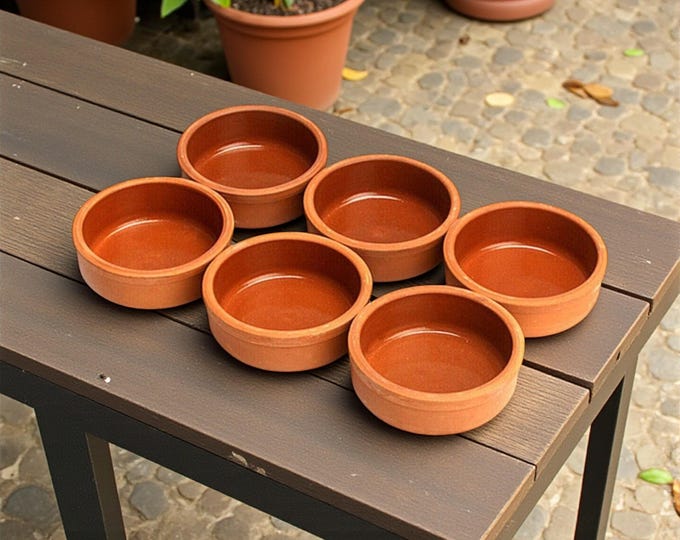 Handmade Clay Dessert Bowls Set of 6 – Traditional Hatay Style