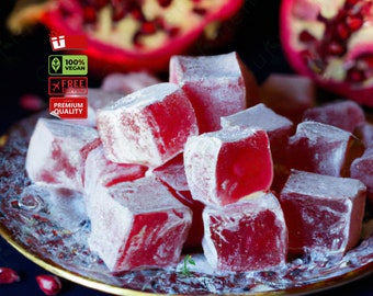 Personalized Pomegranate Turkish Delight - Unique Taste Experience, Perfect for Sharing or Gifting, Gluten-Free Option Available