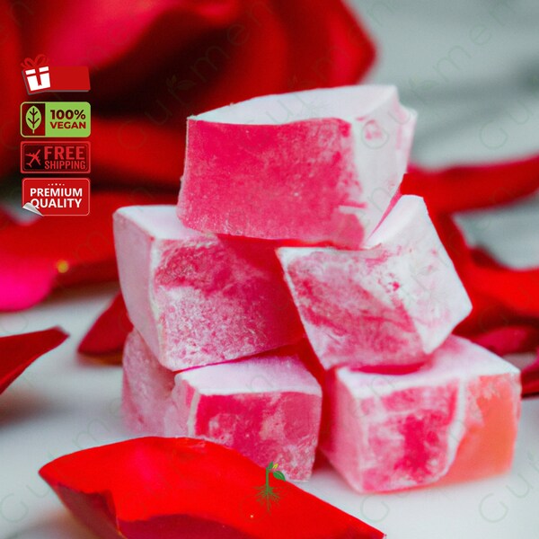 Turkish Delight in Rose Flavor, Personalizable Coating Options, Healthy Snack Alternative, Emotional Gift for Taste Lovers