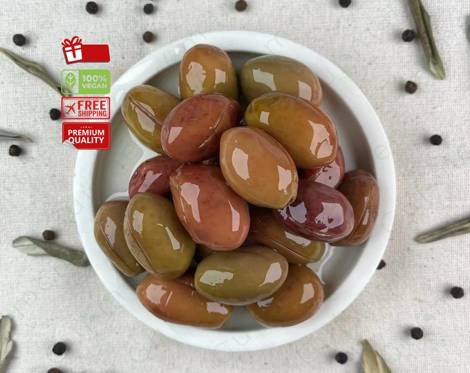 Handmade Red Cheek Olives - Authentic Mediterranean Flavor, Healthy Olive Oil Snack, Perfect for Family Gatherings, Enjoyable Appetizer