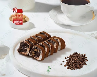 Coffee Covered Almond Filled Turkish Delight with Hazelnut Cream - Premium Turkish Treat, First Class Ingredients, Ideal for Gift