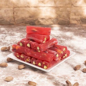 Rose Flavored Pistachio Finger Delight, Handmade Vegan Turkish Treat for Special Occasions, Charming Gift Box for Birthdays & Anniversaries