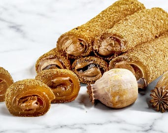 Turkish Delight Coated with Poppy Seeds and Filled with Poppy Paste - Rich in Texture and Flavor