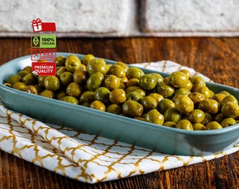 Famous Halhal Green Olives - Pesticide-Free, Gourmet Taste, Rich in Healthy Fats, Perfect for Salads, Family Gatherings
