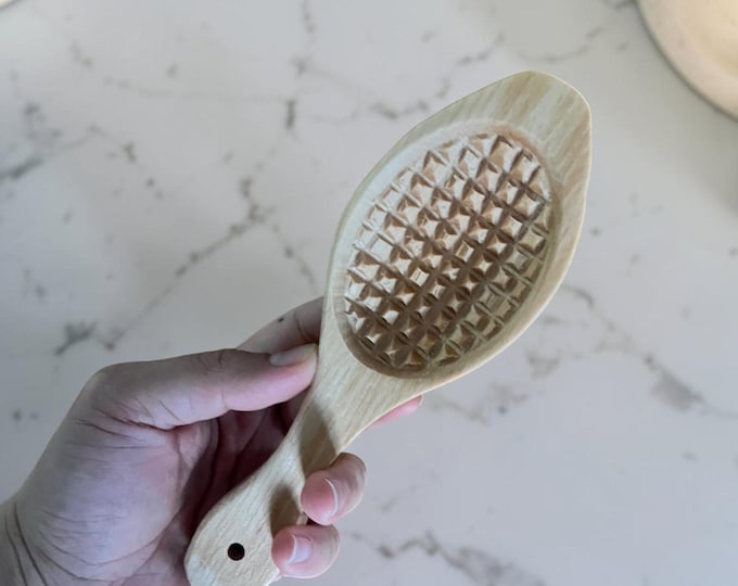 Wooden Waffle Pattern Cookie Stamp Handmade Baking Tool