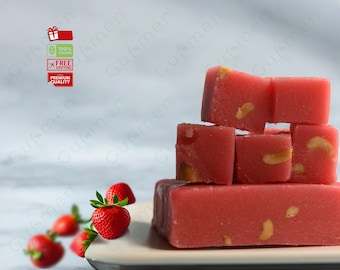 Strawberry-Flavored Peanut Semolina Halva, Sweet Dessert, Vegan & Gluten-Free, Perfect Gift