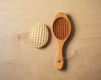 Oval Wooden Cookie Mold, Waffle Pattern Maamoul Press, Carved Pastry Stamp, Kombe Maker