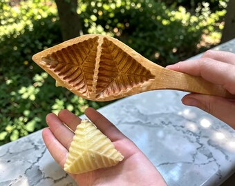 Triangle Wooden Cookie Stamp, Middle Eastern Pastry Tool, Kerebic Mamoul Press