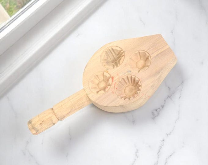 4-Cavity Kömbe Cookie Mold – Handcrafted Traditional Turkish Pastry Cutter for Perfect Holiday Baking