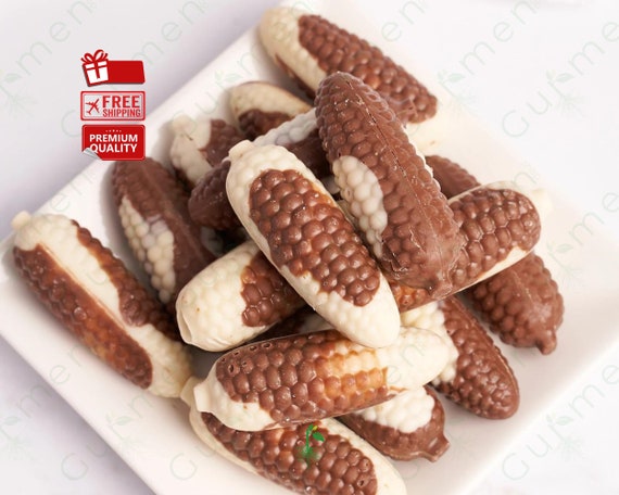 Corn Cob Shaped Chocolate Treat - Cocoa Filled Fun Snack - Healthy Lifestyle Enjoyment - Unique Gourmet Gift, Innovative Gift Idea