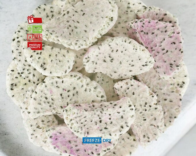 Freeze-Dried White Pitaya Slices, Crunchy Healthy Snack for Energy Boost, Perfect Vegan Gift for Health Enthusiasts