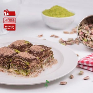 Cold Baklava with Milk and Pistachio, Refreshing and Light, Turkish Baklava