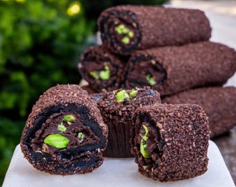 Handcrafted Pistachio Chocolate Brownie Delight | Luxurious Chocolate Coated Nutty Sweetness