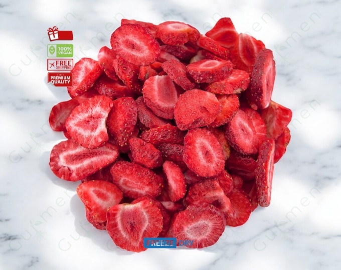 Freeze-Dried Strawberries, Nutritious Snack for Smoothies & Desserts, Perfect Vegan Gluten-Free Gift