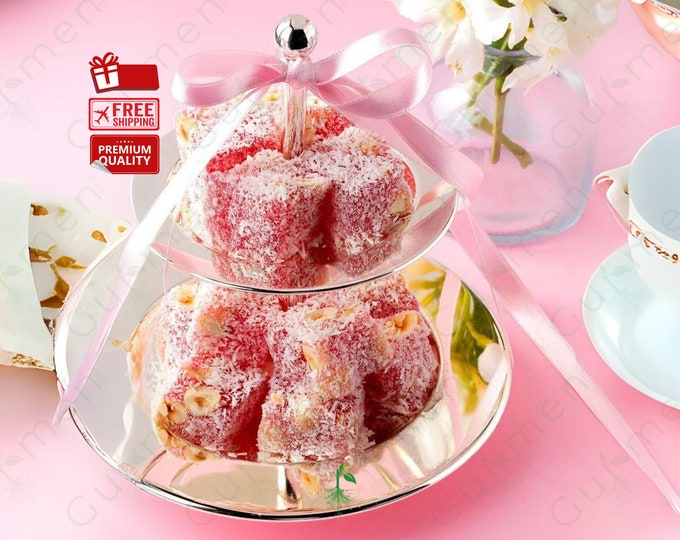Gourmet Hazelnut Turkish Delight with Pomegranate Flavor - High-Quality Ingredients, Perfect Gift