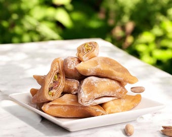 Pistachio Stuffed Musk Pastry with Green Grape Paste, Unique Sweet Treat for All Occasions
