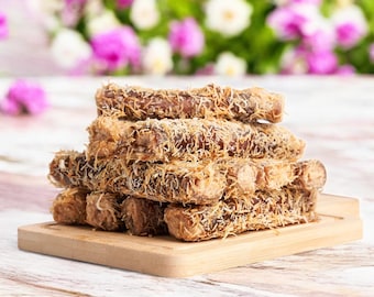 Hazelnut-Filled Roll with Kadayif Coating – Nutty, Sweet Treat for Everyday Enjoyment or Elegant