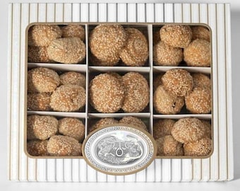 Mixed Turkish Kömbe Cookies, Walnut, Date & Plain Sesame Cookies, Traditional Hatay Pastry