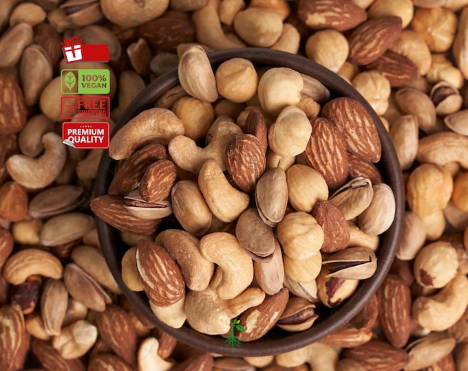 Premium Mixed Nuts, Double-Roasted Hazelnuts - Almonds, Nutritious Snack & Thoughtful Gift