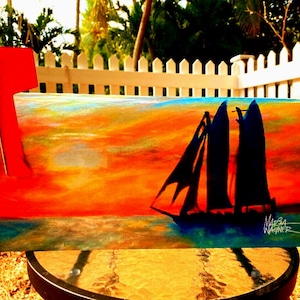 Key West Sunset Segelboot Briefkasten