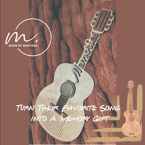 Custom Wooden Guitar Engraved Song Lyrics | Personalized Music Gift | Handcrafted Memorial Keepsake | Wedding Gift