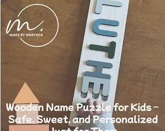 Personalized Wooden Name Puzzle: Montessori Toddler Toy, First Birthday Gift