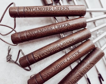 Personalized Engraved Campfire Skewers | Custom Marshmallow Roasting Sticks (Set of 10)