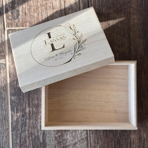 Personalized Wooden Keepsake Box - Custom Engraved Gift Box - Wedding Memory Box, Jewelry Storage, Anniversary Gift, Rustic Wood Box
